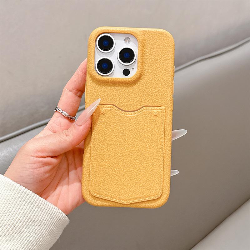 Luxurious Apple Peel Texture Card Holder Case for iPhone 16 Pro Max