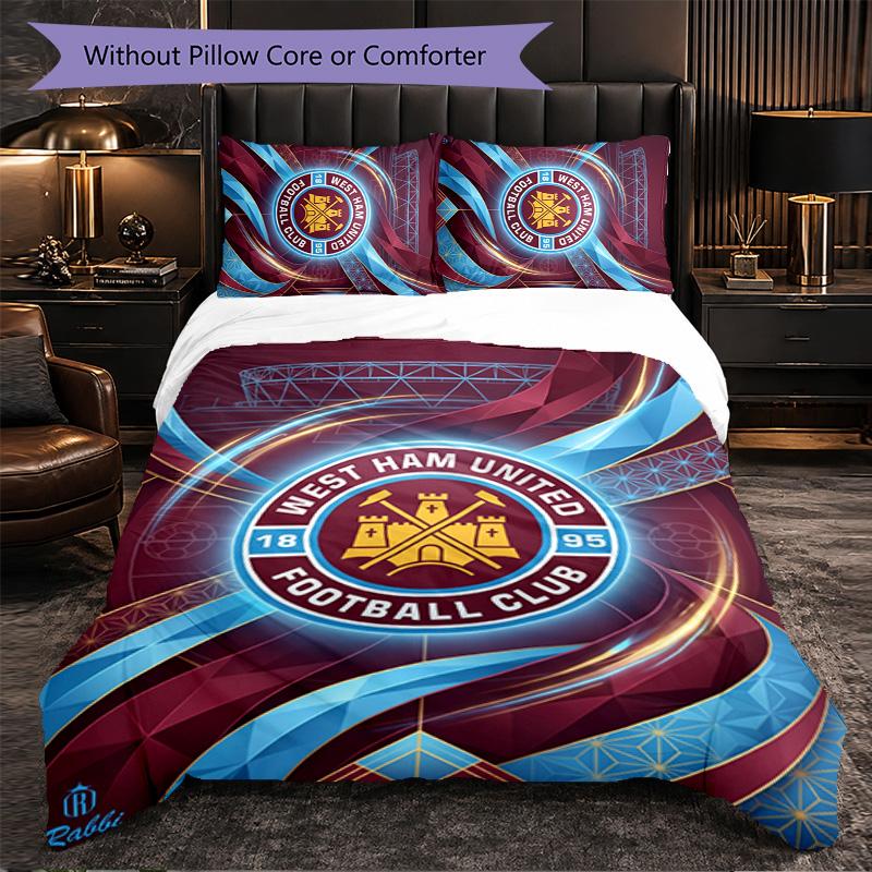 West Ham United Calcio Set Biancheria da Letto 3 Pezzi Morbido Set Copripiumino con Federe Set Decorazione Camera da Letto per la Casa