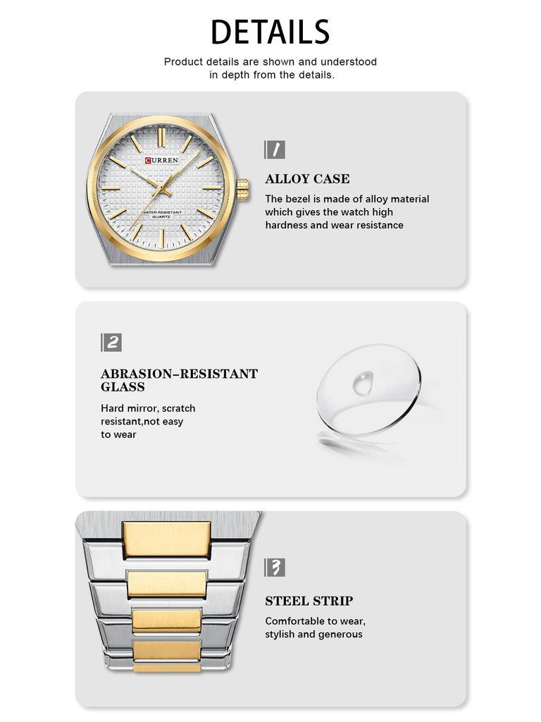 CURREN 8439 Men's Quartz Steel Band Business Casual Watch