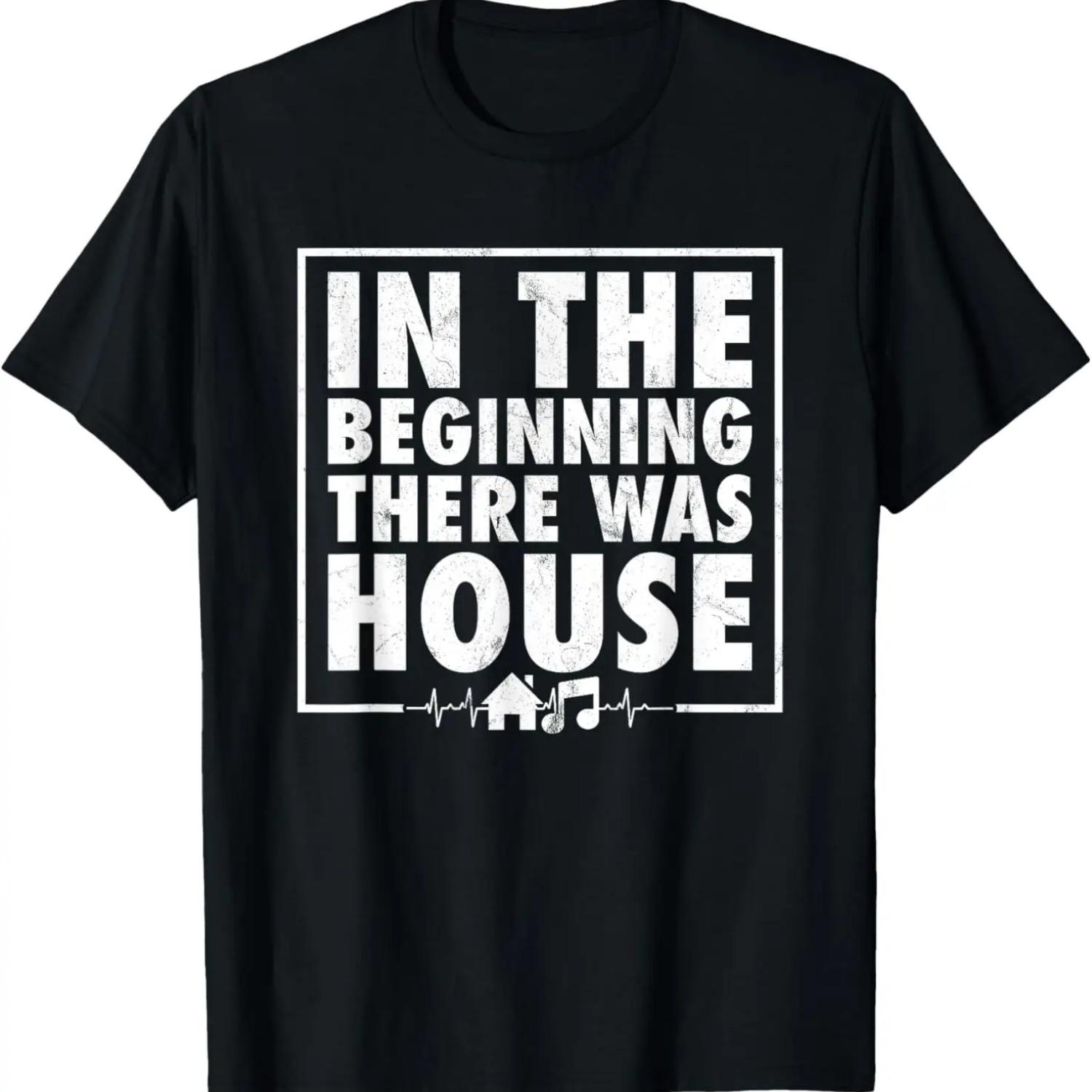 

In The Beginning There Was House Music - EDM Quote DJ Retro T-Shirt XXXXXL чёрный