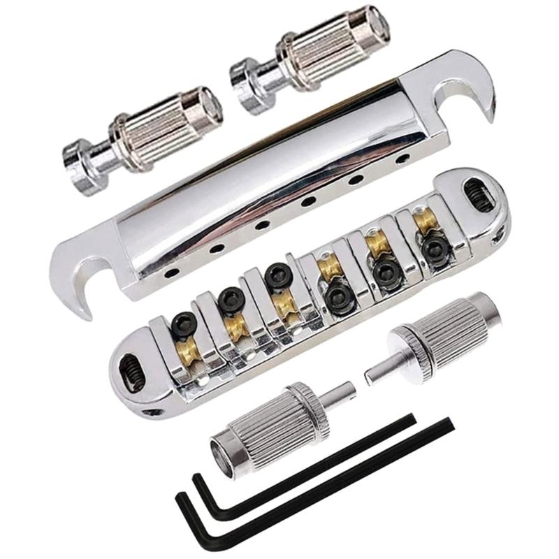 Saddle Bridges with Studs Practical Tailpiece Bridge Roller Saddle Bridge Portable Guitars Replacement Bridge Kit