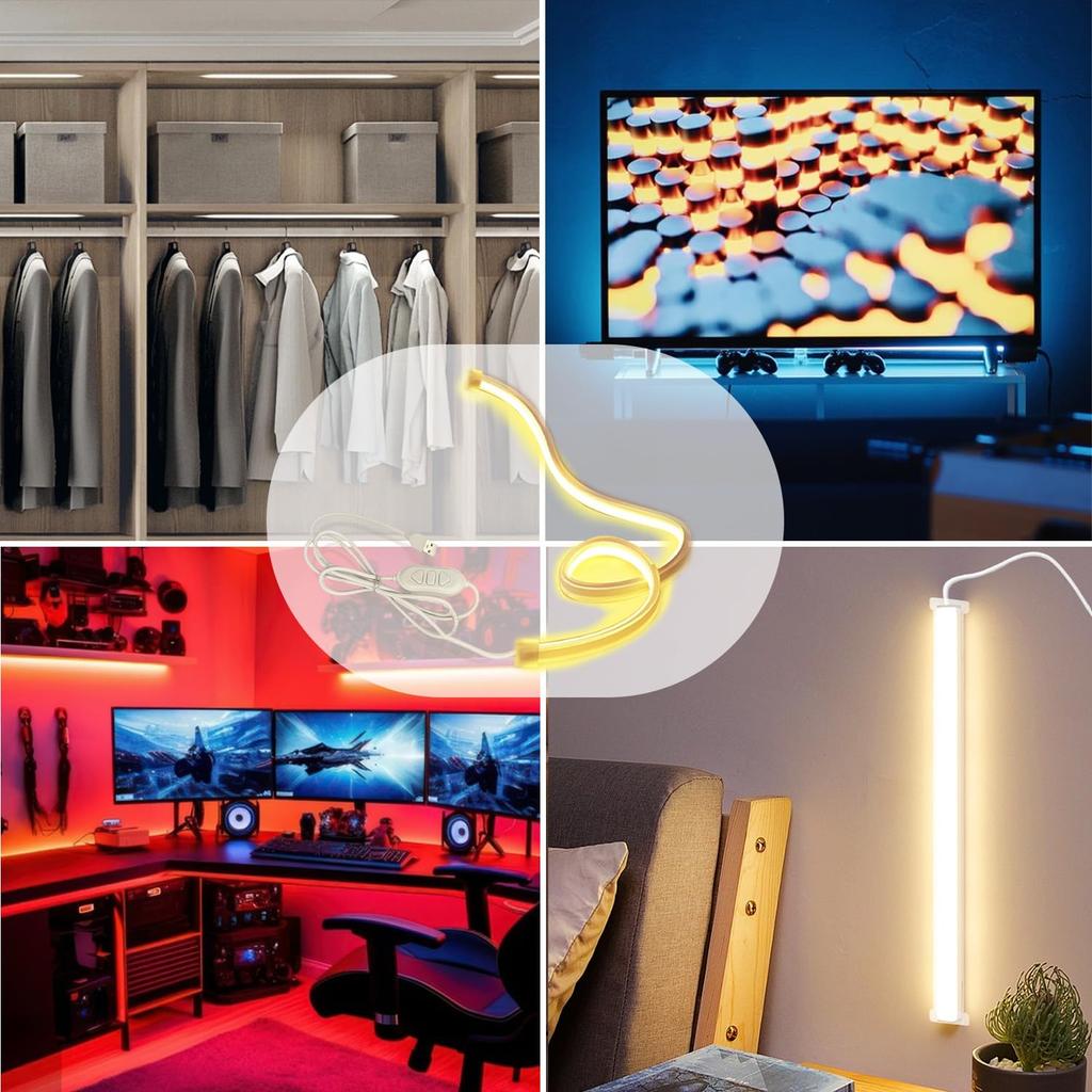 [Guosan] LED Bar Light with Tape Remote Control, Ultra-Thin, Easy Installation with No Wiring, for Kitchen, Wardrobe, Cabinet, Staircase Lighting,