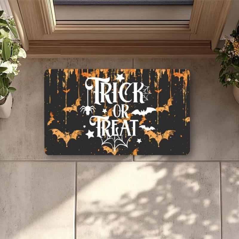 VIKAMA Gothic Horror Dragon Bat Pumpkin Unwelcome Doormat Dark Non Slip Rug Halloween Entrance Bedroom Spooky Home Decor