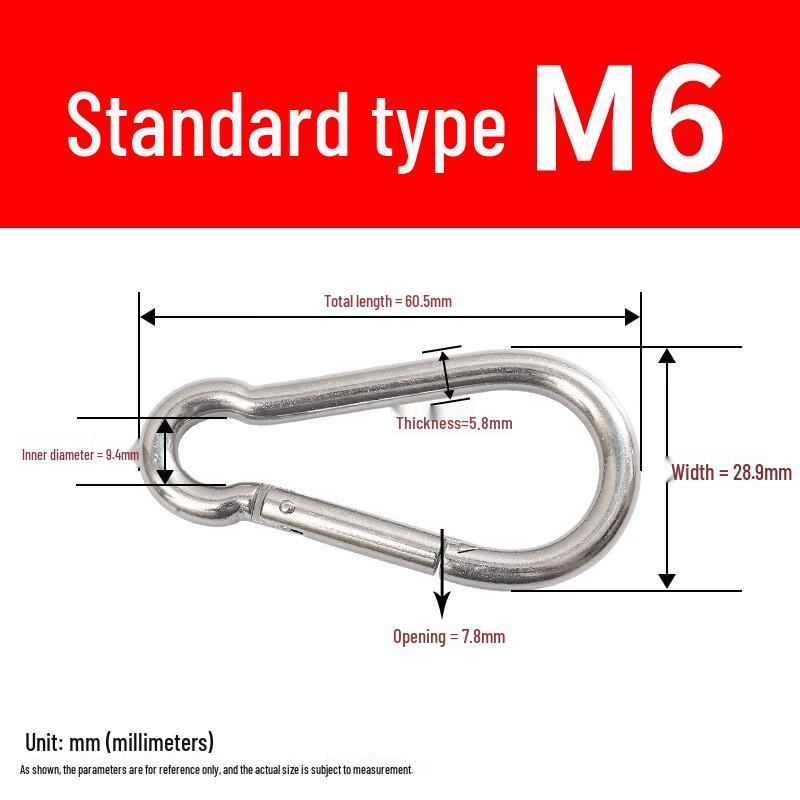304 Stainless Steel M6 Spring Snap Hooks (20 Pack)