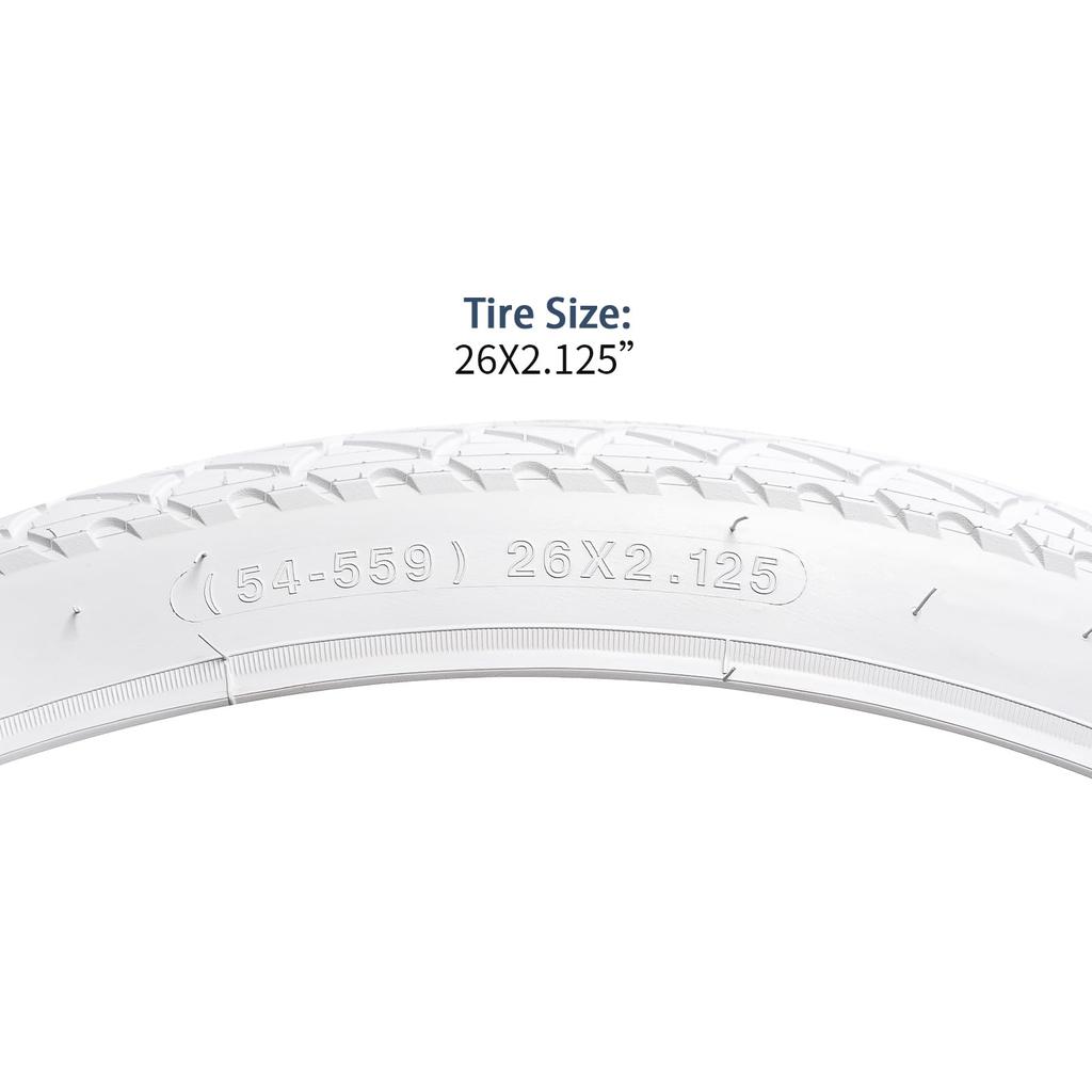 YunSCM Y-302 (White), 26x2.125 Tires, 26x2.125 54-559, for 26-inch 2.125 Mountain and Cross Bikes, Two Tires