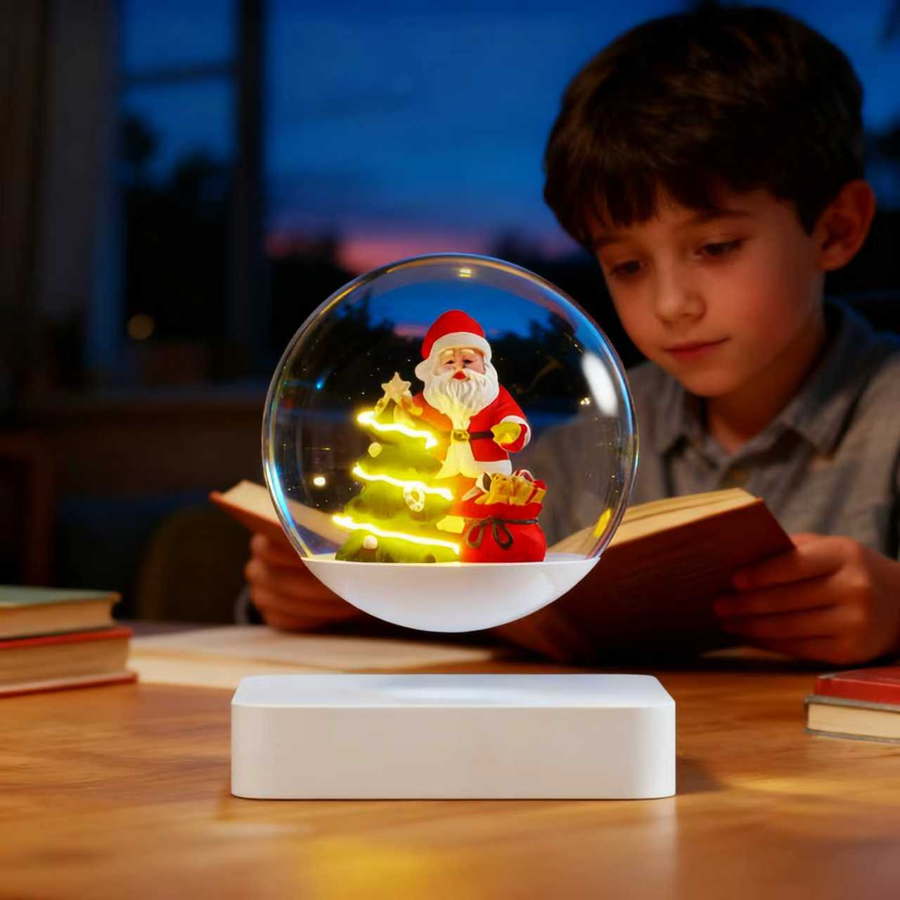 Magnetic Levitating Santa Claus Lamp Magnetic Leviation 360° Floating Rotating Desk Lamp Creative Christmas Gifts for Kids cm
