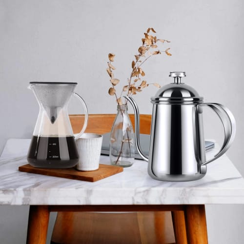 Love-KANKEI Coffee Drip Pot, Narrow-Mouth Stainless Steel Drip Kettle (with Thermometer)