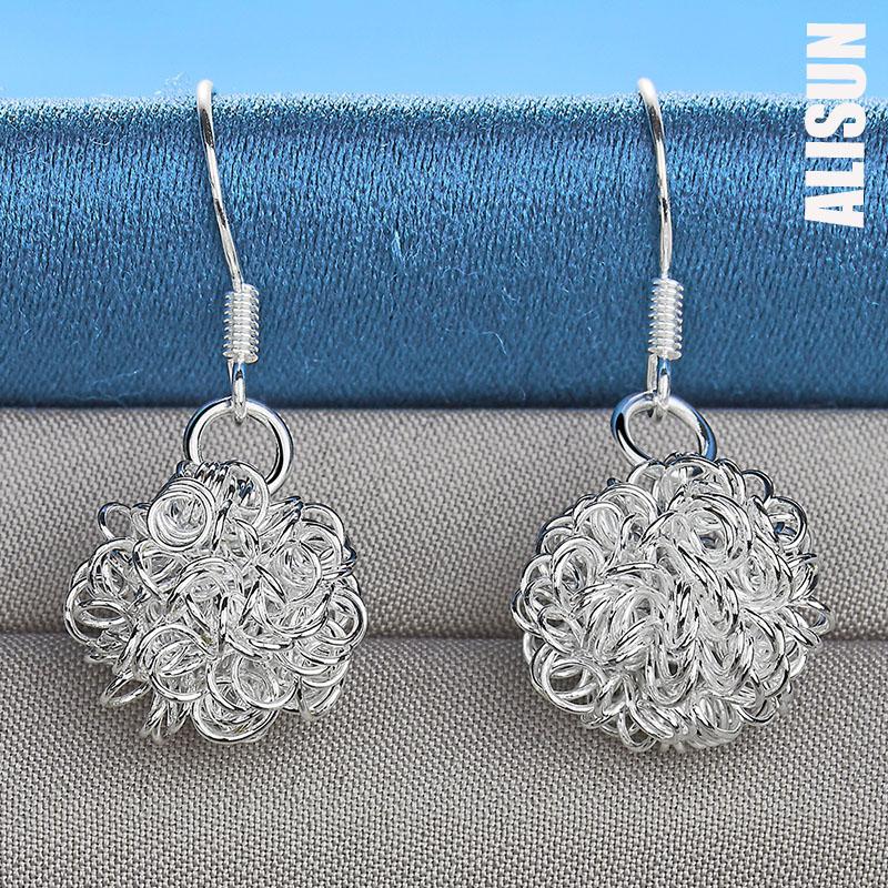 Orecchini a cerchio con motivo geometrico in argento sterling 925, gioielli da sposa alla moda