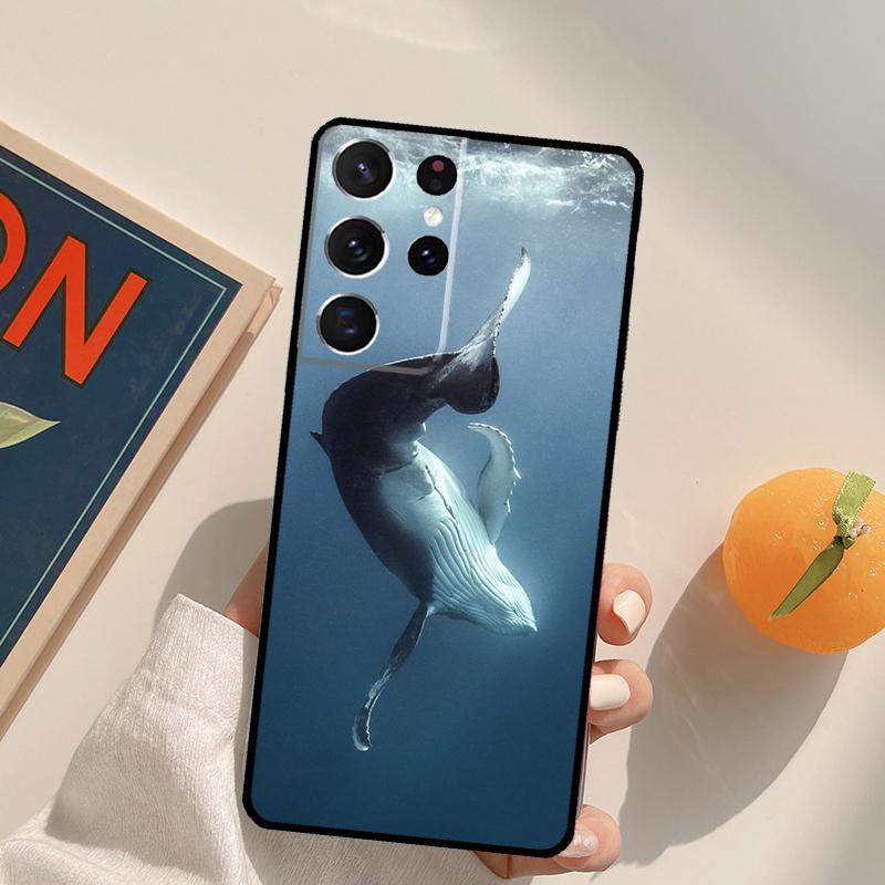 Beautiful Blue Whale Painting Phone Case For Samsung Galaxy S22 S23 S21 Ultra S20 FE S8 S9 S10 Plus Note 10 20 Ultra Cover