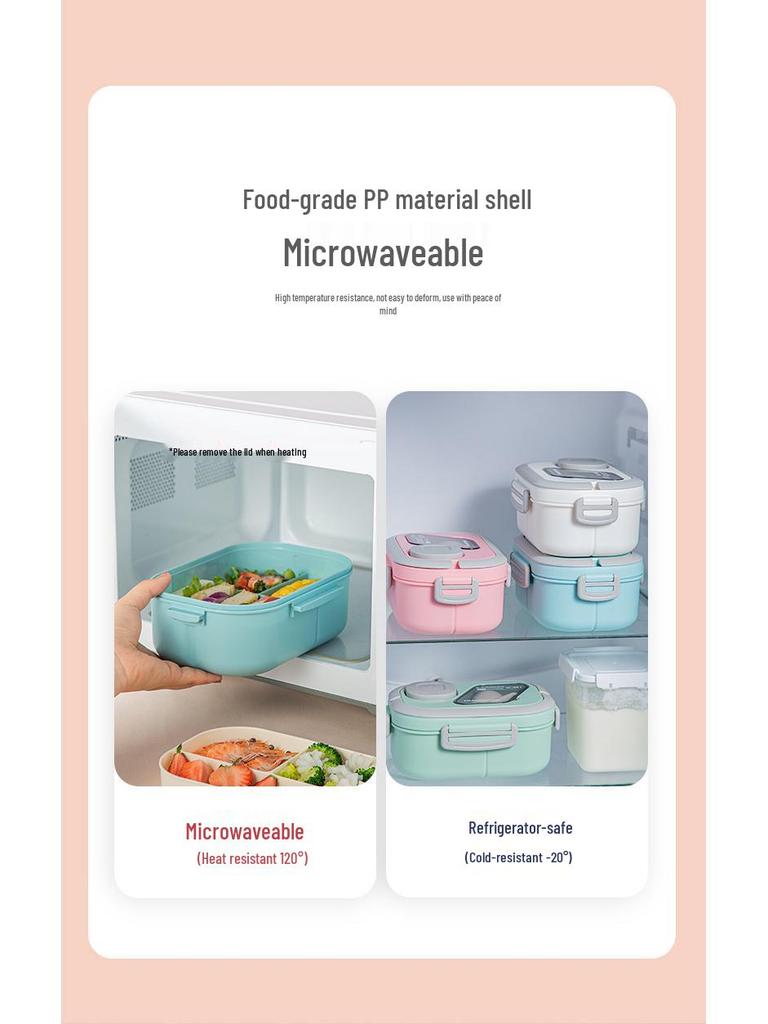 Korean-Style Microwaveable Bento Lunch Box Set for Students & Office Workers