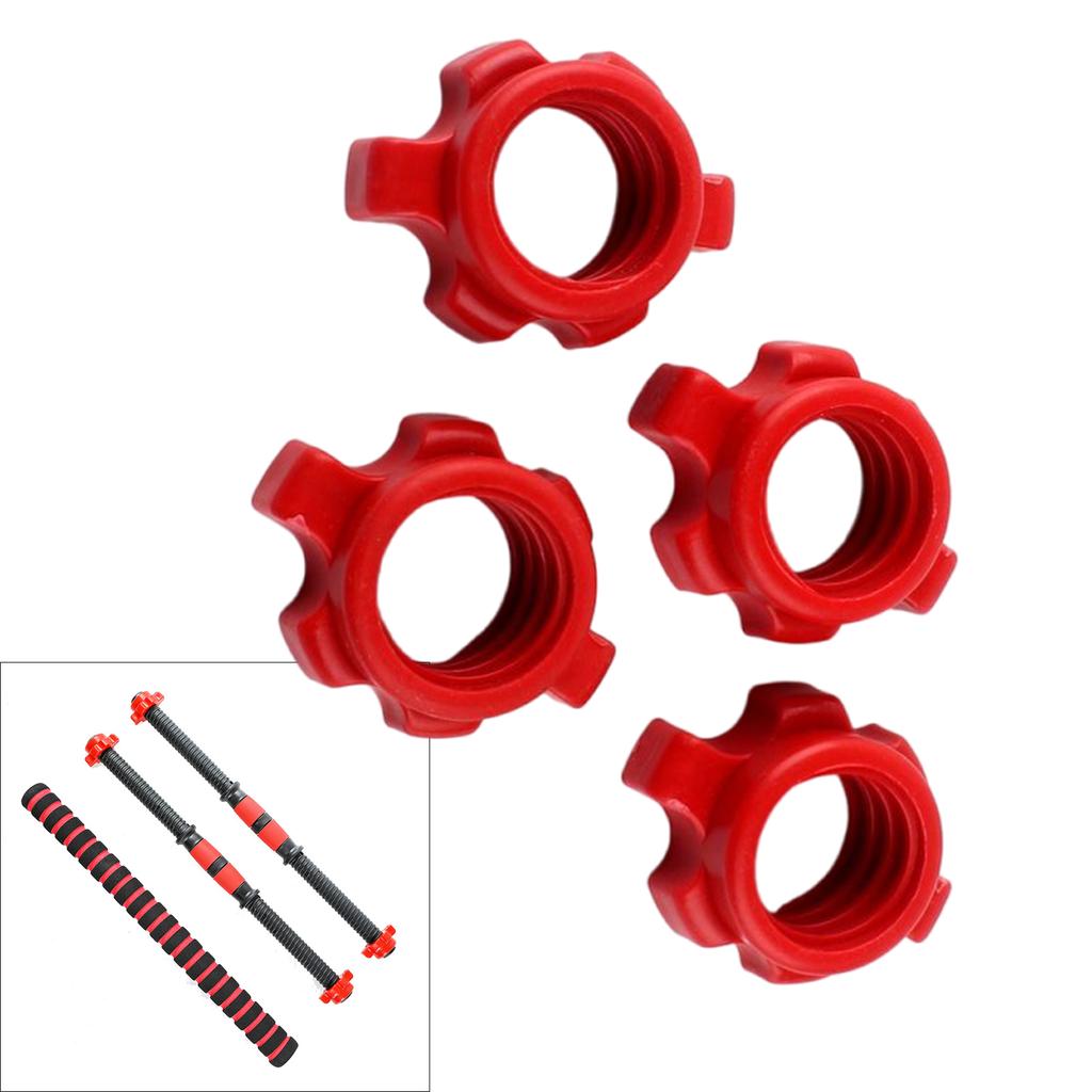 4Pcs Nonslip Dumbbell Hexagonal Nut Plastic Spinlock Collars Dumbbell Rod Nut Training Sports Accessories Enduring