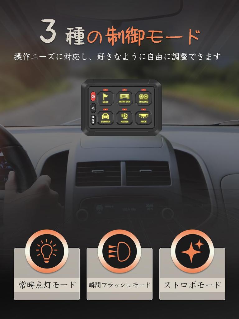 NORTHYUN Switch Panel with Mobile APP RGB Dimmable Power Circuit Relay System Box for Jeep 6-Gang Control, Bluetooth, Backlight, LED, Management,