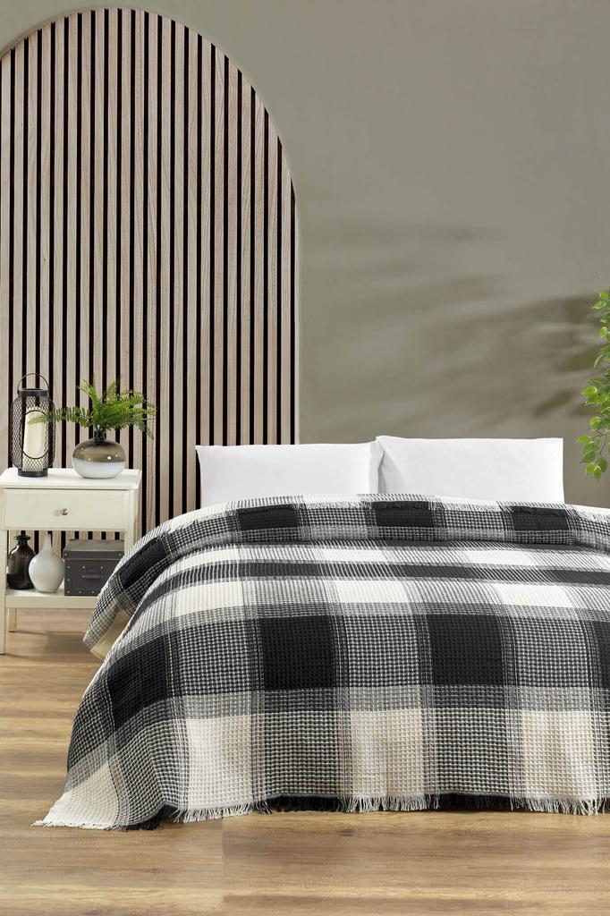 Çift Kişilik Yatak Pikesi Ekose 200 x 230 Cm