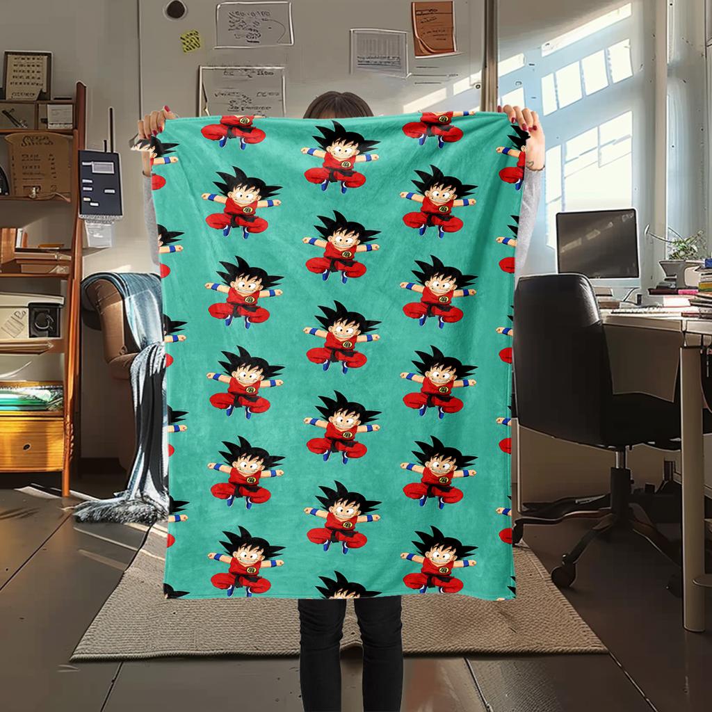 1PC Son Goku  Print Flannel Blanket, High Quality All Seasons, Home Decor, Warmth and Comfort, Perfect for Christmas Gifts