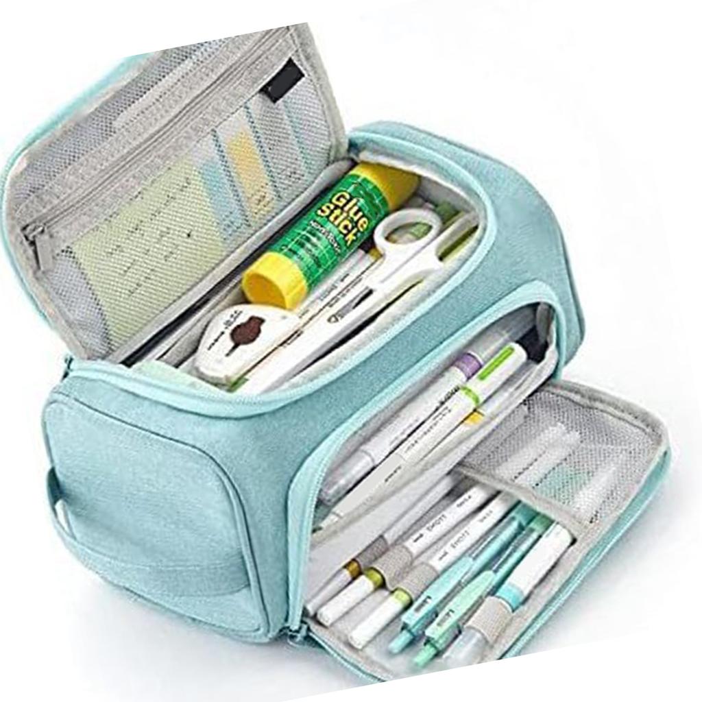 Multifunkční pouzdro na tužky Velkokapacitní dvouvrstvé pouzdro na pera Více přihrádek Plátěné pouzdro na pera pro studenty