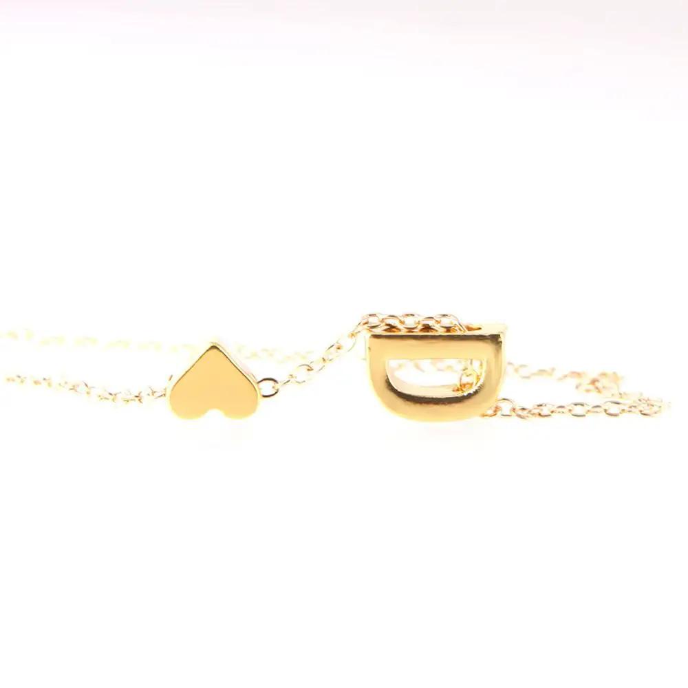 Fashion A-Z 26 Letters Initial Alphabet Heart Necklace Stainless Steel Heart Pendants Necklaces For Women