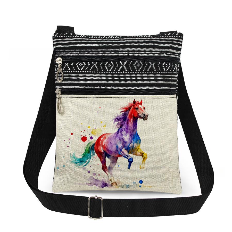 1PC Horse Print Tote Bags Women Shoulder Handbags Postman Package 6961 KTB