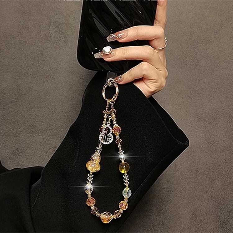 New mobile phone chain, Guofeng diamond-encrusted hoist, mobile phone case, lanyard, high-end beaded pendant, key chain, bag pendant.