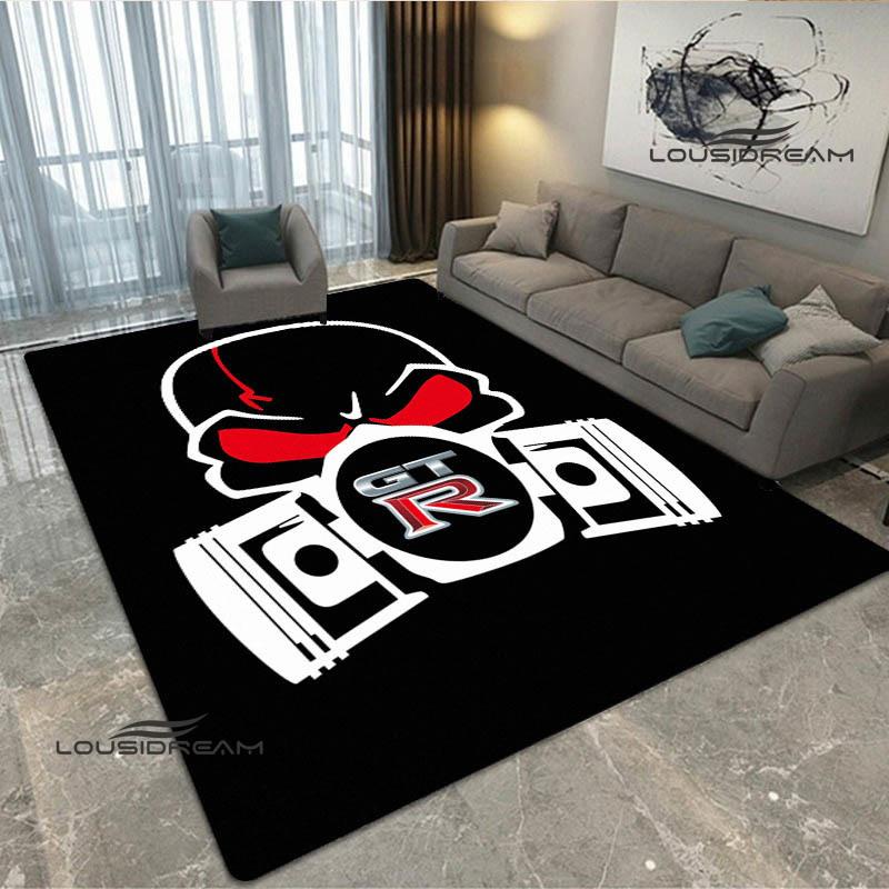 JDMs GTR Flag Car Pattern Carpet Decoration Room Home Outdoor Decor Racing Rug Non Slip Washable Game Style Floor Mat