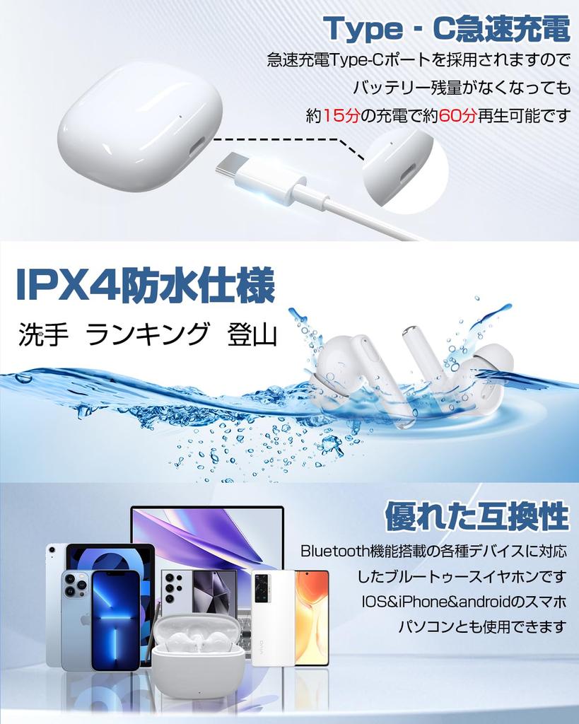 Bluetooth Wireless Fast ENC Call Noise Automatic Compact and Comfortable IPX4 Sound Volume Compatible with iOS and Ideal for and Web Conferencing 5.4