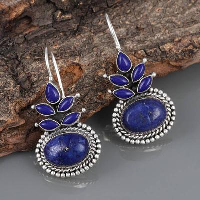 Ethnische runde Lapislazuli-Ohrringe, Vintage-Schmuck, Wassertropfen, baumelnde Ohrringe für Frauen