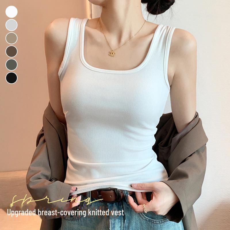 H237 Spring/Summer Women's U-Neck Slim Fit Wide Shoulder Sleeveless Vest