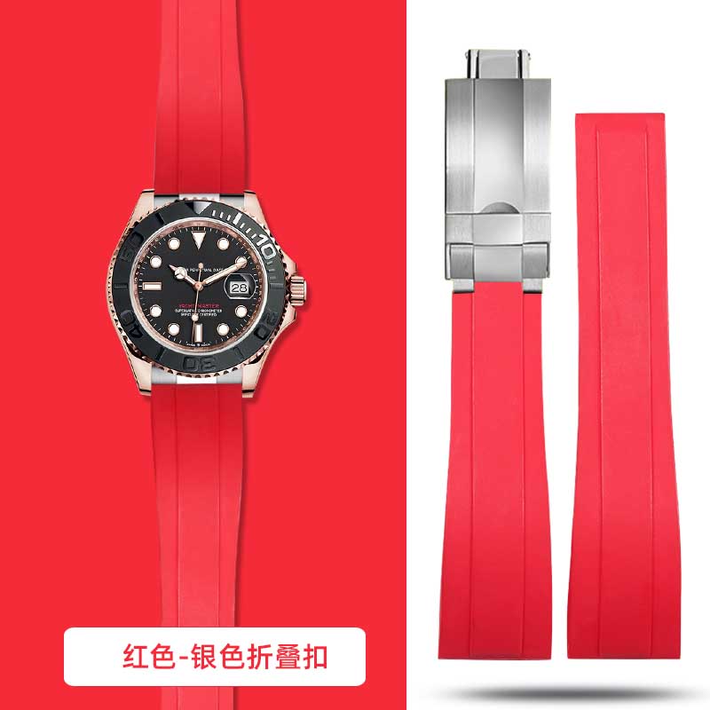 20mm 21mm 22mm For Rolex Daytona Gmt Oyster Tudor Black Bay Omega Watchband Rubber Fold Buckle Watch Strap Silicone Men Bracelet