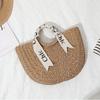 (Khaki Trumpet) New One-shoulder Handbag Straw Woven Tote Bag