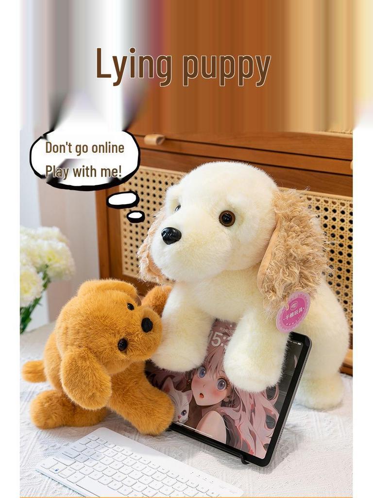 Golden Retriever Puppy Plush Toy in Lying Pose - Adorable and Soothing Companion Doll
