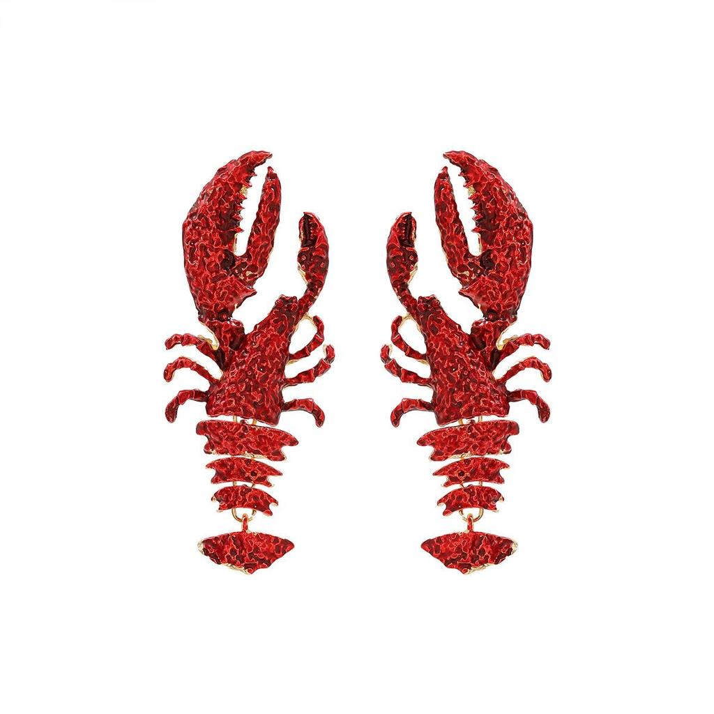 Exaggerated Ocean Breeze Multi-layered Lobster Summer Beach Style Fashionable Earrings for Ladies with Brushed Finish.