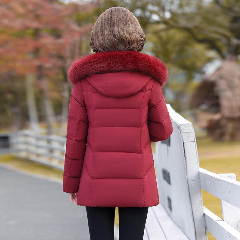 Mom's Fashionable Mid-Length Winter Coat - Age-Reducing Cotton Padded Jacket for Middle-Aged & Elderly Women