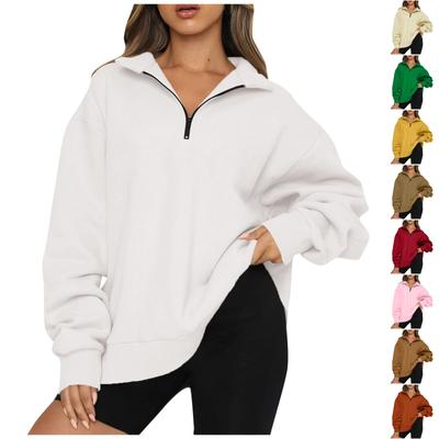 Dámská ležérní módní mikina s dlouhým rukávem, jednobarevná mikina na zip