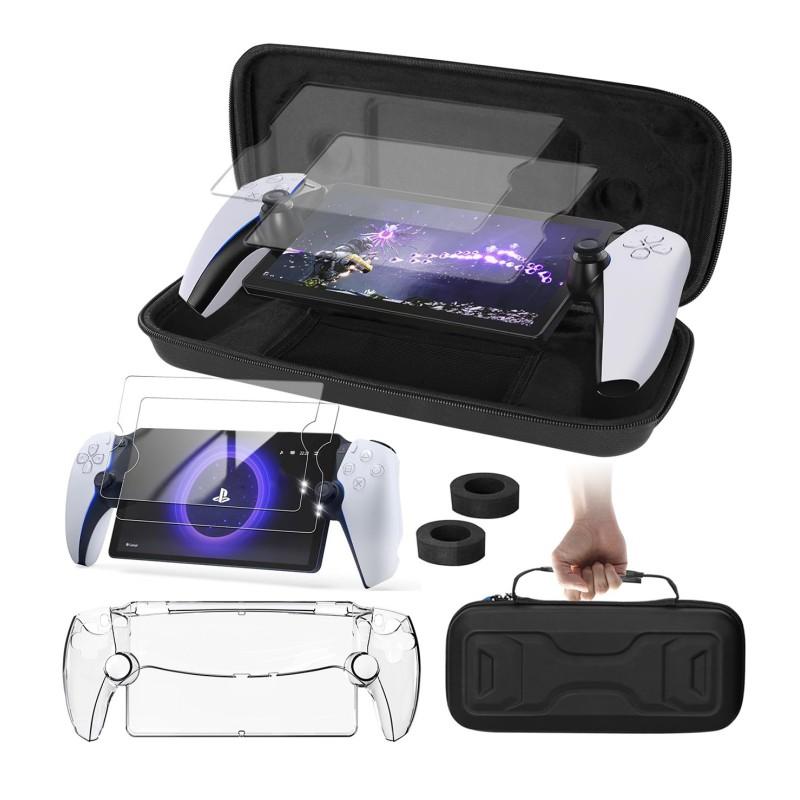 

For Sony PS5 Portal Handheld Game Console Storage Bag Set with Joystick Caps,Screen Protectors,Silicone Case
