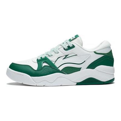 Li Ning Basketball Culture OG 90 Odolné Priedušné Nízke Retro Basketbalové Topánky Pánske tenisky Biela Zelená ABCT047-3