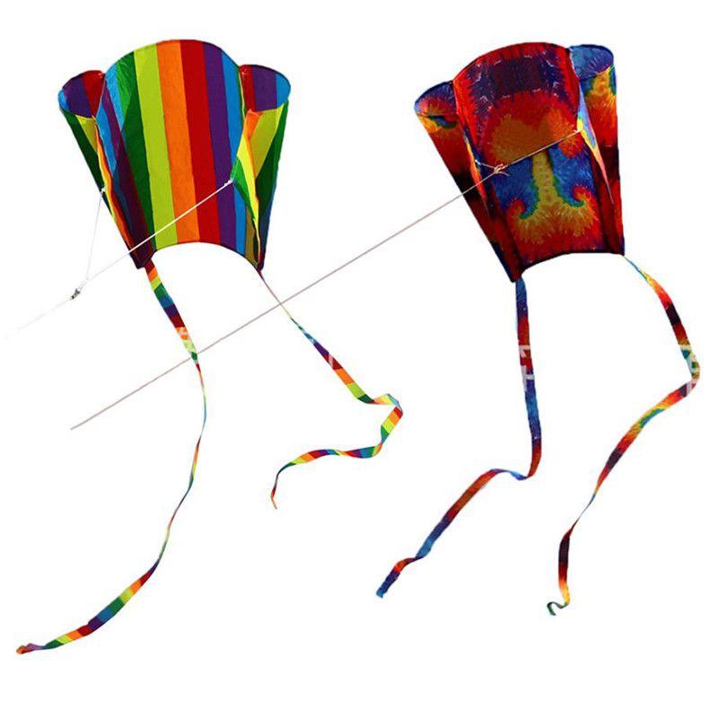 Colorful Parafoil Kite With Long 200cm Tails And 30m Flying Line For Outdoor Fun