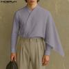 INCERUN Men Long Sleeve Ruffled Layers Patchwork Casual Cape Shirts