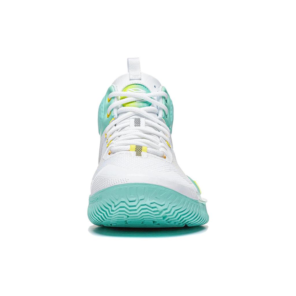 New LiNing Badfive 3 Cushioning, Slip Resistant, And Abrasion Resistant Mid Top Basketball Shoes Men's White Green Yellow ABFT005-9
