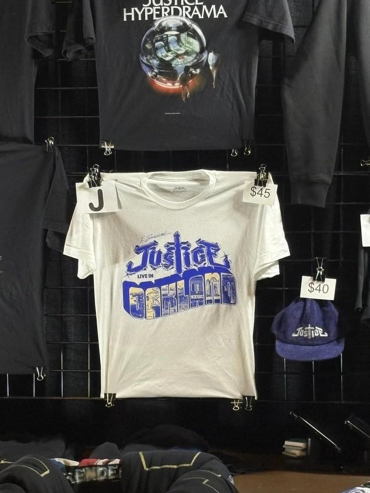 

Justice Music Merch Live In Oakland Tour 2025 TShirt Reprint Size S5XL Unisex T-Shirt XL
