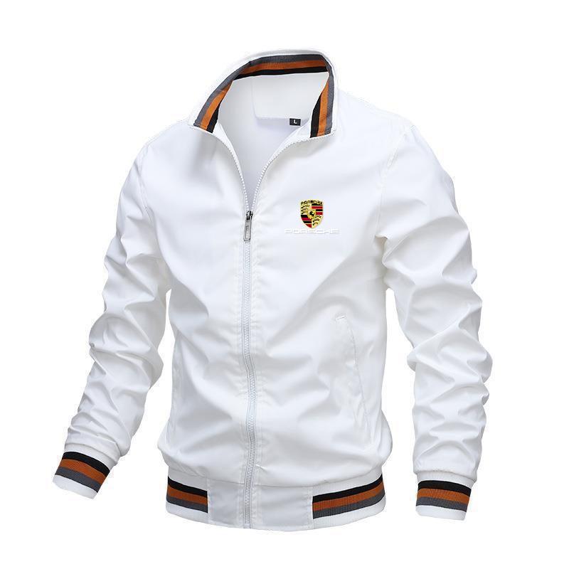 Latest 2025 Suitable for Porsche Logo Men's Stand Up Collar Korean Edition Sports Solid Color Casual Car Stickers