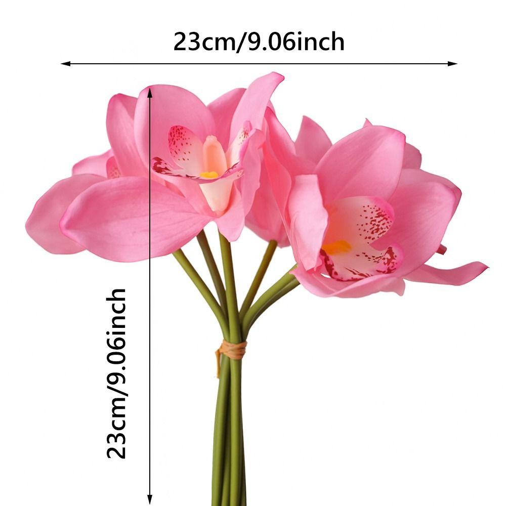 6 Heads Artificial Orchid Bouquets Realistic Design Desktop Ornament Realistic Cymbidium Flowers Photo Props