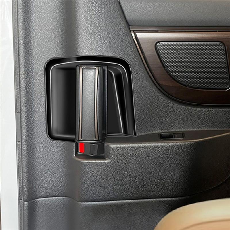 A03E-For Toyota Alphard 40 Series + Car Inner Middle Door Handle Bowl Cover Trim Frame Sticker Replacement Bright Black