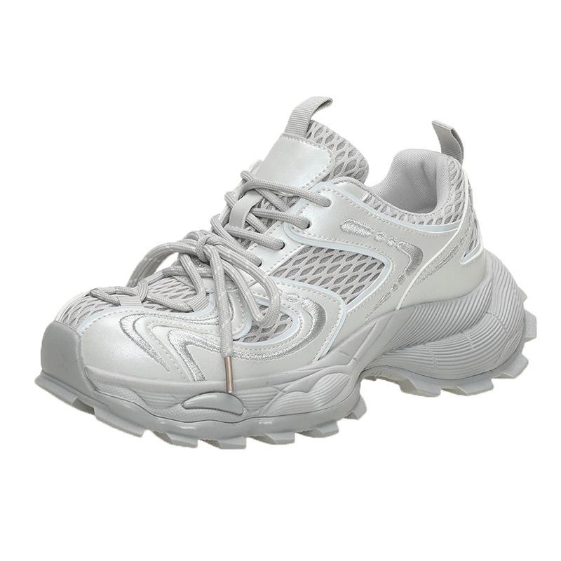 

Sheepskin version strap dad shoes summer versatile single shoes platform casual fashion sports shoes women s shoes 40 серебряный серый