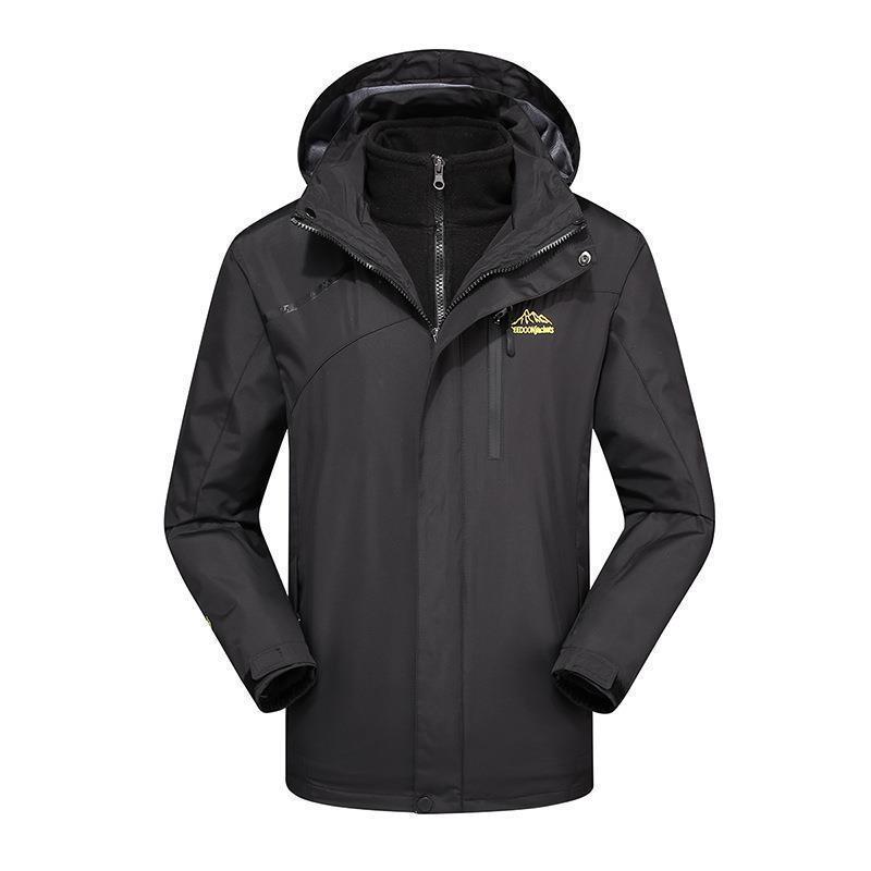 Windproof Outdoor Jacket Set: Couples' 3-in-1 with Detachable Fleece for Men & Women, Ideal for Autumn & Winter