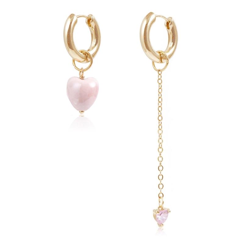 Heart Shaped Tassels Earrings Asymmetric Ear Buckles for Women Girls Fashion Party Wear Jewelry Wedding Accessories