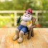 1Set Cute Sunbathing  Gnome Garden Statue,Dwarves Drinking on Lounge Chairs,Garden Art Creative Statue Decor For Scene Decor, Ro