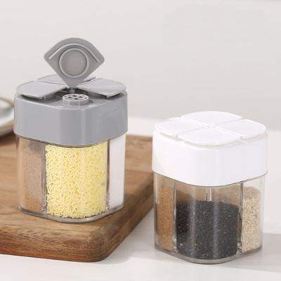 4-In-1 Transparent Spice Dispenser Jar with Lids 4 Compartment Seasoning Container Outdoor Cooking Restaurant Kitchen Containers