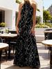 Summer Style Women's Sleeveless Printed Jumpsuit with Tie-Up Wide-Leg Pants
