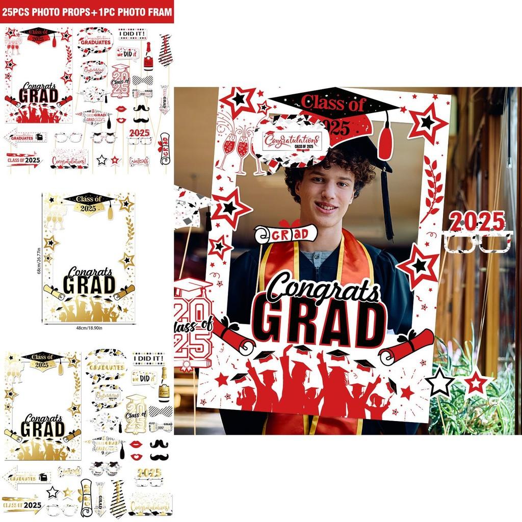 Graduation Celebration Photo Booth Supplies With Handheld Paper Frames For Festive Use