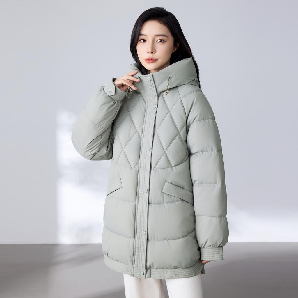 Down cotton-padded clothes women's medium and long bread clothes winter new loose cotton-padded jackets hooded casual cotton-padded jackets
