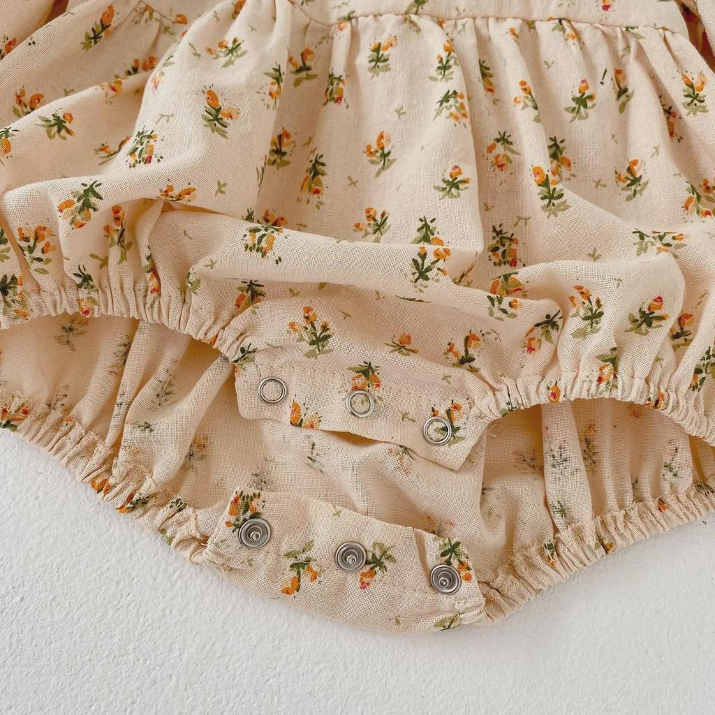 2024 Autumn Baby Girl Floral Doll Collar Long-Sleeve Romper